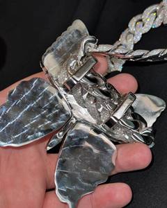 Colgante de Mariposa Iced VVS Moissanite Bling con Logotipo Personalizado, Estilo Hip Hop, Chapado en Oro Rosa 3D Sólido y Pesado, Certificado IGI, Amuleto con Inicial/Nombre - Product Image 6