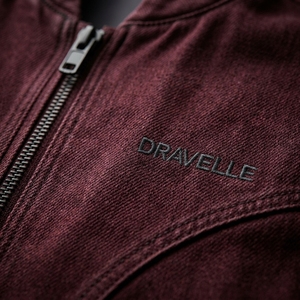 Chaqueta Bomber de Lona Vaquera Lavada Borgoña con Cremallera en las Mangas, Cuello Mandarín, Estilo Cafe Racer para Hombre - Product Image 6