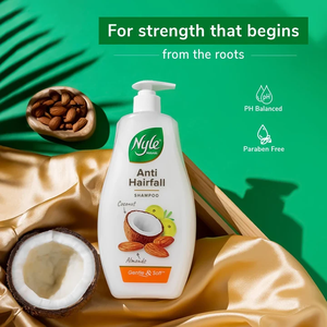 Champú 2 en 1 fuerte y saludable contra la caída del cabello, enriquecido con almendras y brotes de mungo, fórmula suave que nutre el cabello. - Product Image 4