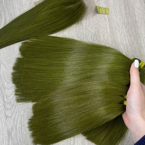 Extensions de cheveux humains de qualité supérieure 100% vierges vietnamiennes, couleur banane verte, super double drawn, prix d'usine - Product Image 2