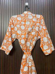 Bata Kimono de Algodón Transpirable con Estampado Digital y Cuello en V, con Cordón Ajustable, para Mujer, Estampado Floral, Ligera, para Playa o Spa - Product Image 5