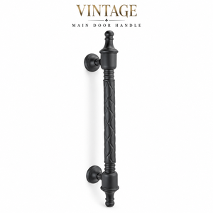 Manija de Puerta Principal Negra Mate Vintage y Manija de Vidrio, Manija de Puerta de Entrada Resistente - Product Image 1