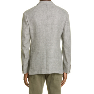 Blazer en Laine Slim Fit pour Homme Automne-Hiver, Veste de Costume en Laine Tendance à Boutons, Manteau Décontracté Longueur Standard Gris - Product Image 2
