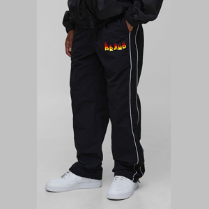 Pantalones de chándal anchos de lona de poliéster/algodón para hombre, diseño personalizado, corte holgado, estilo casual, lavados, con bordado, al por mayor - Product Image 2