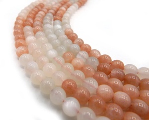Cuentas redondas lisas de piedra lunar natural multicolor de 4 mm a 10 mm, precio al por mayor, cuentas sueltas de piedras preciosas a granel, hilo de 15 pulgadas para la fabricación de joyas - Product Image 1