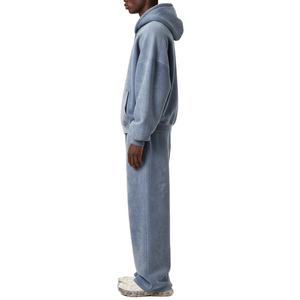 Chándales de Invierno Premium Personalizados para Hombre, Lavado Ácido, Hombros Caídos, Cierre de Cremallera, Logotipo Impreso Personalizado, 100% Algodón Grueso - Product Image 3