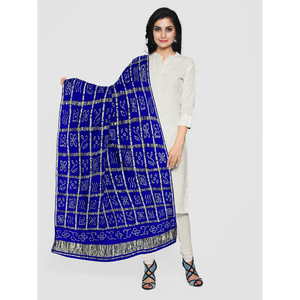 100% Pure Gaji Silk Bandhani <b>Dupatta</b> | Hand Tie Dye Bandhej <b>Scarf</b> | Indian Traditional Ethnic Wear - Product Image 1