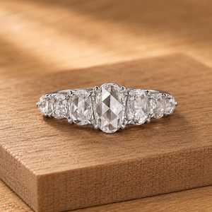แหวนเพชรทรงกลมและวงรีแบบโรสคัท เพชรเลี้ยงในห้องปฏิบัติการ ทองคำแท้ 10k 14k 18k สีทอง ความใสระดับ E ความสะอาดระดับ VVS แหวนสำหรับวันครบรอบ งานเลี้ยง แหวนแฟชั่นทันสมัย - Product Image 2