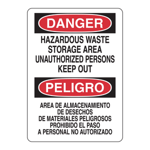 Panneau bilingue de signalisation de danger pour le stockage de déchets dangereux, pour une utilisation en intérieur et en extérieur - Product Image 2