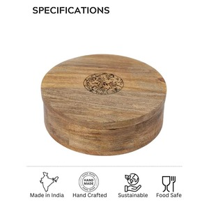 Boîte à Casserole Ronde en Bois Faite à la Main, Diamètre 24 cm, avec Couvercle, Design Minimaliste, Contenant de Rangement Durable - Product Image 3
