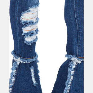 Custom Made Women High Waist Flared Denim 100% Cotton Breathable Eco-Friendly Custom Logo Flare <b>Pants</b> Private Label High Quality - Product Image 5