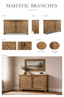 Buffet à deux portes en bois massif de la collection Luxury Majestic Branches, meuble de rangement moderne pour salon et hôtel