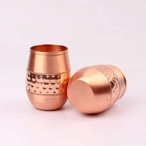Tasse à eau en cuivre design, verre décoratif fait main, gobelet réutilisable pour boissons, collection de salle à manger, finition élégante - Product Image 2