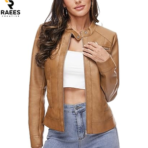 Best Selling Women's <b>Long</b> Breathable <b>Leather</b> <b>Jacket</b> Plain Design Customizable Casual Wear for Wholesale - Product Image 1