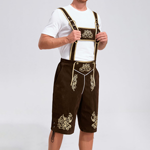 Shorts en cuir véritable bavarois vintage pour homme, shorts décontractés, costume traditionnel allemand pour l'Oktoberfest - Product Image 5