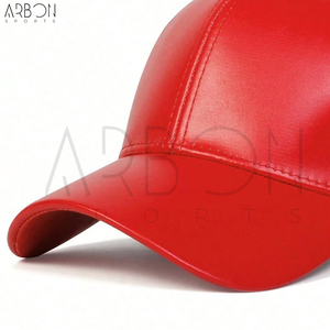 Casquettes de sport ajustables classiques en cuir PU rouge élégantes, résistantes à l'eau et durables, vente en gros 2026 - Product Image 5