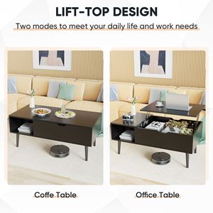 Tavolino da Caffè in Legno con Ripiano Sollevabile 100x50 cm, Regolabile e Facile da Sollevare, per Soggiorno e Sala da Pranzo - Product Image 5