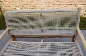 Muebles Modernos para Exteriores, Banco de Teca con Diseño de Ramas y Tejido de Ratán Sintético, Muebles de Patio para 2 Personas - Product Image 3