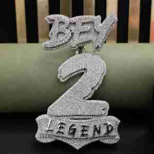 Pendentif numéro 2 glacé BEY Bail, lettre personnalisée, en acier inoxydable, moissanite, argent sterling, plaqué platine, 45 CT, unisexe, DOPE - Product Image 1