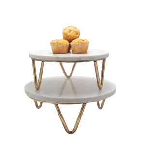 Support et plateau à gâteau en marbre blanc doré en forme de bois de cerf de qualité supérieure pour les pâtisseries de fête de mariage et la décoration intérieure - Product Image 4