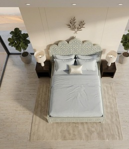 Base de Cama de Madera con Panel Decorativo de Estilo Marroquí Contemporáneo, Tamaño Queen/California King, Muebles Decorativos para Dormitorio - Product Image 4