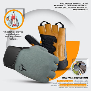 ถุงมือหนังแกะแบบมีซิปสำหรับรถเข็นคนพิการ ปิดนิ้วโป้งเต็มรูปแบบ เหมาะสำหรับกีฬา กิจกรรมกลางแจ้ง ชีวิตประจำวันที่แอคทีฟ ช่วยเพิ่มความคล่องตัว ยกน้ำหนักได้ - Product Image 3