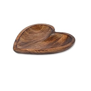 Tazón de Ensalada de Madera de Acacia Ecológico en Forma de Corazón, Vajilla de Madera Maciza Hecha a Mano, Tazones para Servir en Forma de Corazón para Aperitivos, Frutas - Product Image 1