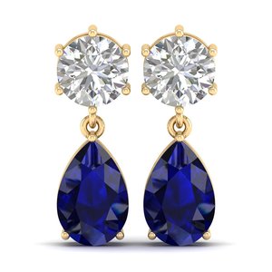 REYES - Pendientes de Zafiro Azul con Corte de Pera de 11.36 Quilates, Diseño Nuevo, en Plata de Ley 925, Joyería de Boda con Moissanita - Product Image 2