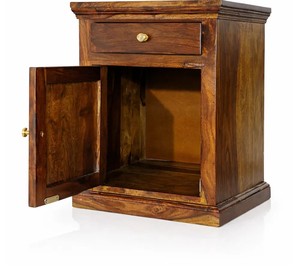 Solid Wood <b>Bedside</b> Nightstand | Classic 1-Drawer 1-Door Cabinet <b>Table</b> | Traditional Bedroom Furniture |Manufacturer Jodhpur - Product Image 2