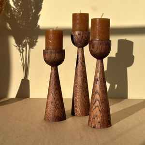 เชิงเทียนไม้ตกแต่งเทศกาล HWC พร้อมโคมไฟและที่วางขวดโหล - Product Image 1