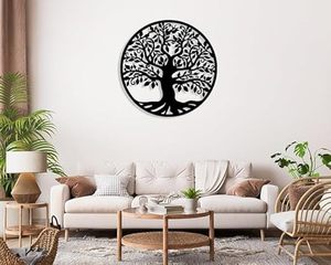 Arte Metálico para Pared Árbol de la Vida, Decoración de Pared de Hierro Cortado con Láser, Elegante Decoración para Sala de Estar - Product Image 3