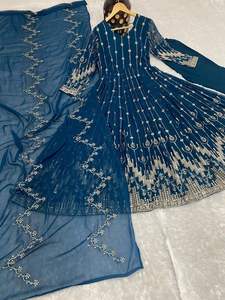 Traje Formal Estilo Indio-Pakistaní, Diseño Étnico Moderno, Adornado, Dupatta de 3.10m, Shalwar Kameez, Buttar, Georgette, Salwar Interior - Product Image 4