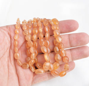 ลูกปัดโทแพซอิมพีเรียลธรรมชาติทรงวงรี ขนาด 10 นิ้ว สำหรับทำเครื่องประดับอัญมณีชั้นดี - Product Image 4