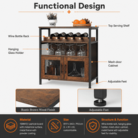 Meuble de rangement industriel en bois et métal, casier à bouteilles, porte-verres, porte en maille, bar à domicile, armoire à vin et spiritueux en gros