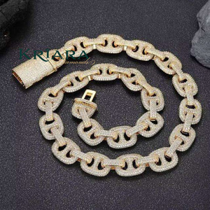 Lab Grown Diamond Hip Hop <b>Statement</b> <b>Necklace</b> S925 Silver 14K Gold Plated Rhodium Plated Link Chain Unisex Luxury Everyday Wear - Product Image 3