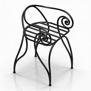 Silla Clásica Europea de Hierro Forjado, Hecha a Mano, Ecológica, con Recubrimiento en Polvo, Diseño Floral de Hojas, Proveedor de Muebles de Patio para Exteriores - Product Image 5