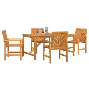 Juego de comedor de jardín de madera maciza de acacia marrón de 5 piezas - Product Image 3