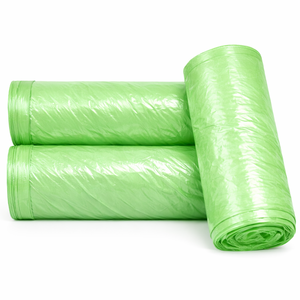 Bolsa de Basura Desechable Verde Reciclable de 4-6 Galones en Rollo Individual para Limpieza del Hogar, Bolsa para Basura de Cocina con Relieve de PE - Product Image 1