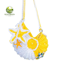 Bolso de Ganchillo con Diseño de Conchas Marinas para el Verano, Bolso de Playa Hecho a Mano, Bolso de Hombro Tejido Costero, Ecológico, para Mujer, con Logotipo Personalizado, Venta al Por Mayor