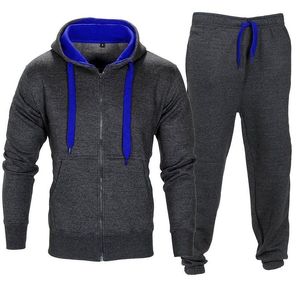 Ensemble de survêtement pour homme en molleton uni, spandex/coton, sweat-shirt à capuche et pantalon de survêtement, coupe ample et oversize - Product Image 5