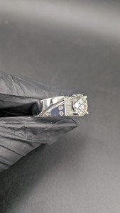 Men's Moissanite Round Cut Diamond <b>Ring</b> Moissanite Engagement <b>925</b> <b>Silver</b> <b>Ring</b> Wedding & Engagement Band Iced Out Hip Hop <b>Ring</b> - Product Image 4