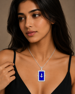 Colgante de Diamante Cultivado en Laboratorio en Oro Blanco de 10K con Motivo de Ancla en Esmalte Azul, Estilo Clásico, Unisex, para Uso Diario - Product Image 1