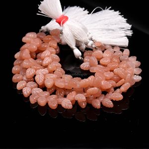 Perles de pierre de lune naturelle en forme de feuille, sculptées à la main, 10-11 mm, pour la fabrication de bijoux et accessoires - Product Image 3