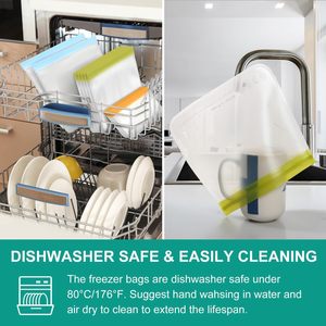 ถุงแกลลอนแบบใช้ซ้ำได้, ถุงเก็บอาหารปลอดสาร BPA, ถุงซิปล็อคซิลิโคนและพลาสติกแบบหนาพิเศษป้องกันการรั่วซึม - Product Image 3