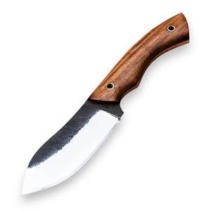 Couteau de Bushcraft à lame fixe en acier à haute teneur en carbone, fait main, avec manche en bois de rose et étui en cuir, vente en gros OEM - Product Image 1