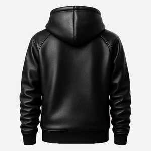 Leather Hoodie Sheepskin Leather <b>Mens</b> Streetwear <b>Pullover</b> Hoodie Genuine Sheepskin Leather <b>Jackets</b> Hoodies - Product Image 2