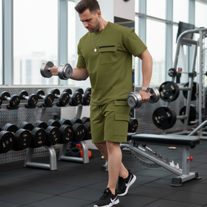 Ensemble de survêtement d'été en coton tricoté 100 %, respirant, léger, décontracté, unisexe, confortable, vêtements de sport - Product Image 6