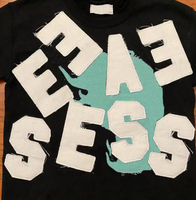 T-shirts pour hommes en coton épais de haute qualité, surdimensionnés, avec broderie et patchs appliqués, vente en gros sur mesure