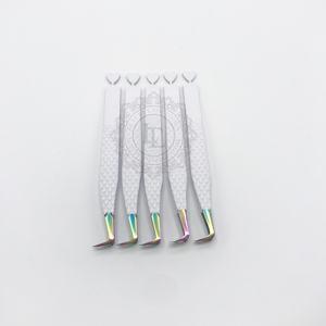 Pince à épiler 90 volume de bottes Coeur sur le fond Revêtement en poudre blanc mat Pince à cils à pointe arc-en-ciel durable Offre à bas prix - Product Image 6