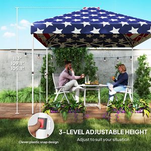 Tenda a baldacchino 3x3m con protezione solare istantanea, altezza regolabile e tasche portaoggetti, stampa bandiera americana - Product Image 6